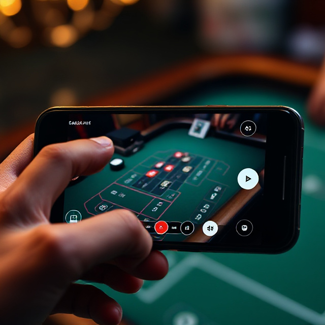 Smartphone showing interactive squeeze baccarat live stream