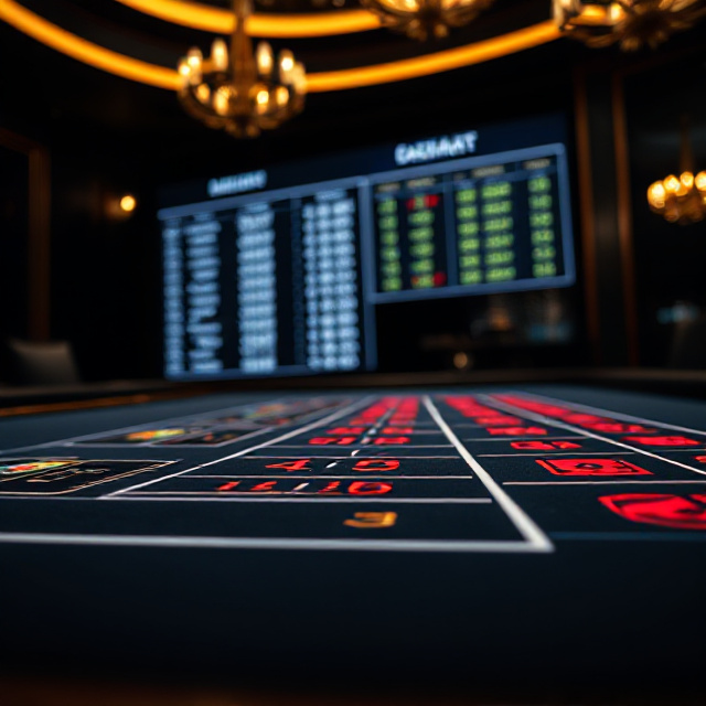 Live baccarat table with betting limits on screen
