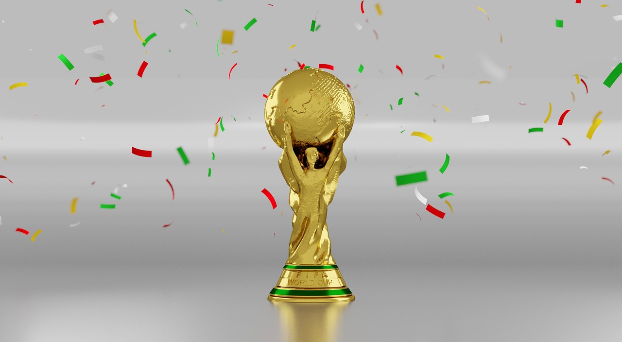 Gold trophy and casino coins for jackpot wins