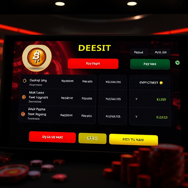 Live casino deposit screen with cryptocurrency options