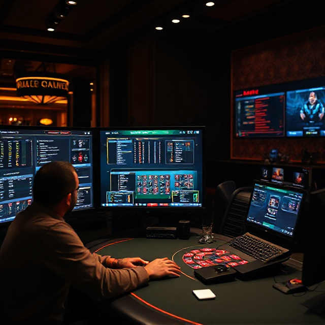 Player managing multiple live dealer tables on a monitor