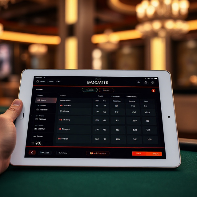 Live casino table selection interface on a tablet