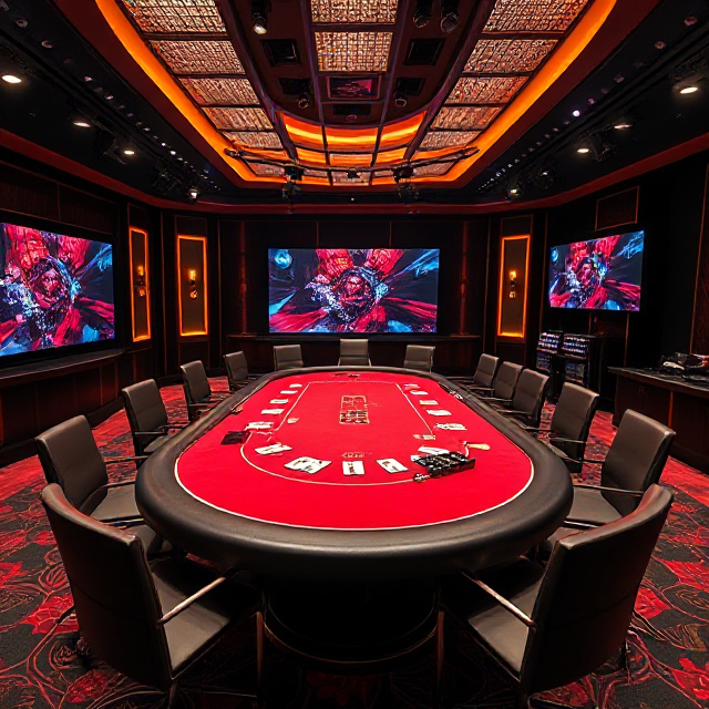 Multi-camera live baccarat studio with a squeeze table