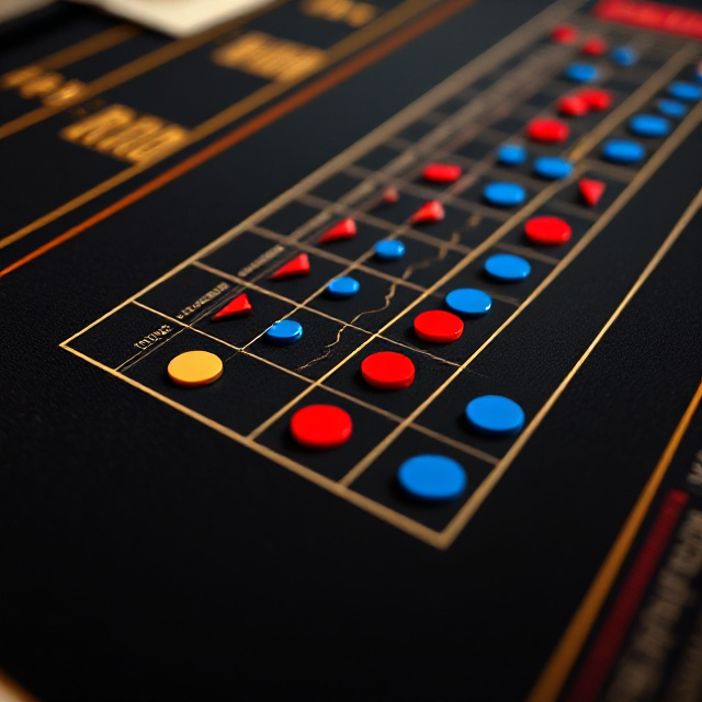 Cockroach Road baccarat scorecard diagram with red and blue markers