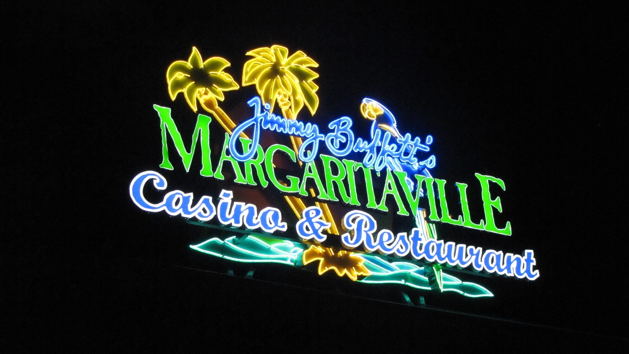 Dark casino with gold neon lights